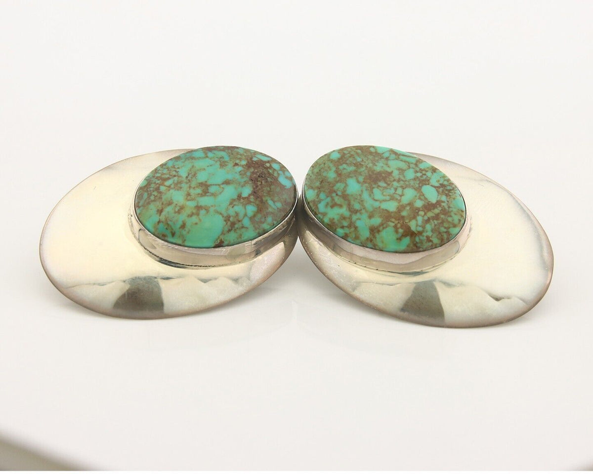 Navajo Earrings 925 Silver Handmade Natural Turquoise Native Artist C.80's