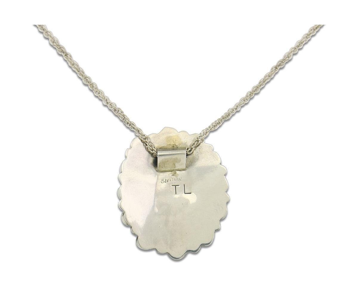 Navajo Sterling Silver Necklace Authentic Turquoise Vintage Signed TL
