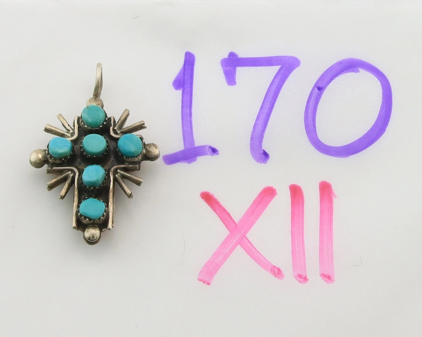 Navajo Cross Pendant Sterling Silver Natural Gemstones Vintage
