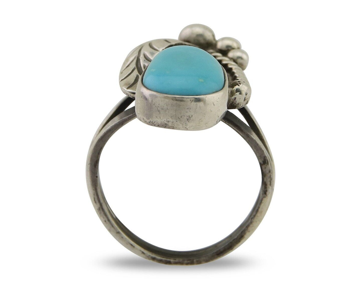 Navajo Handmade Ring 925 Silver Turquoise Signed LS C.80's