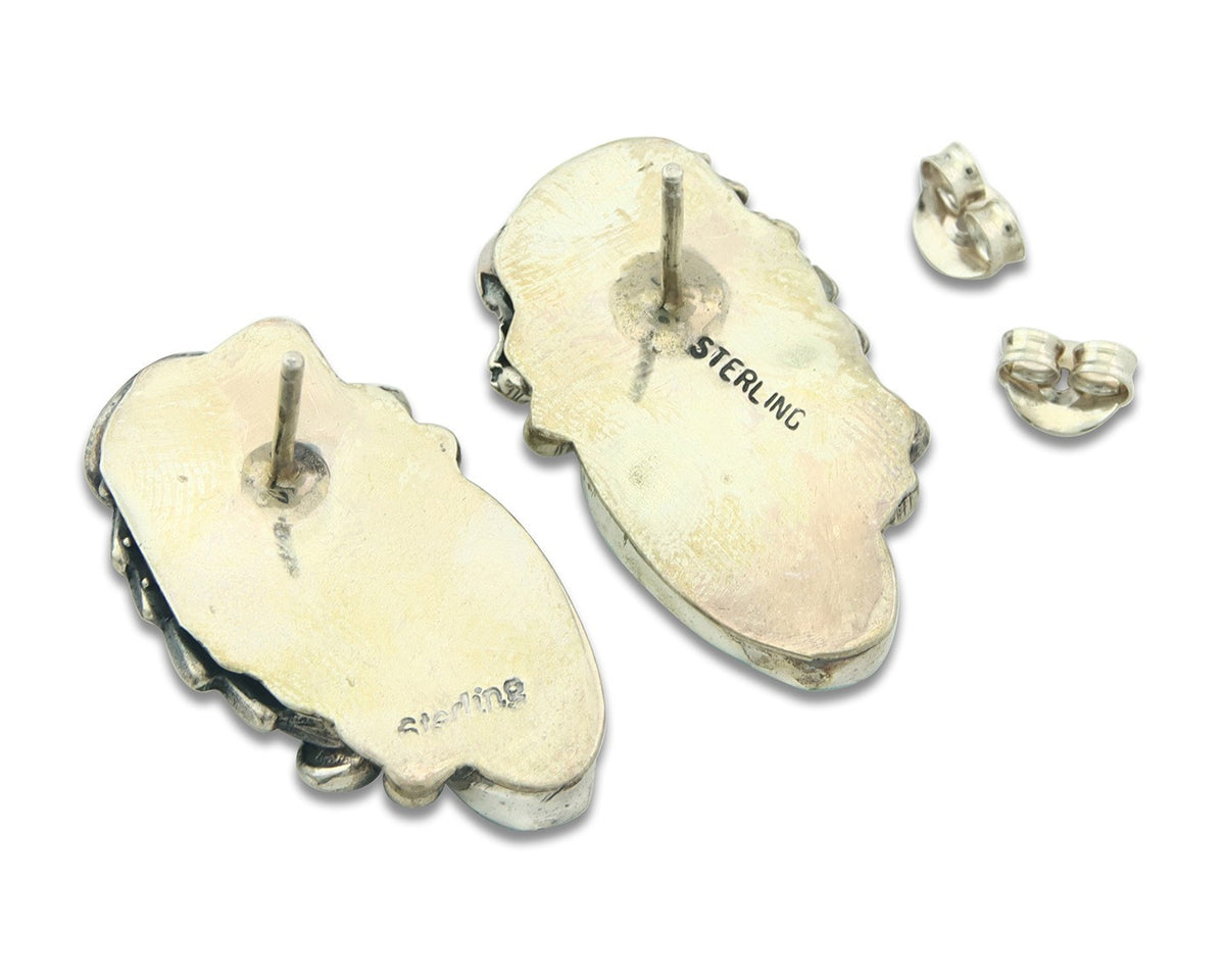 Navajo Earrings Sterling Silver Natural Turquoise Vintage Authentic