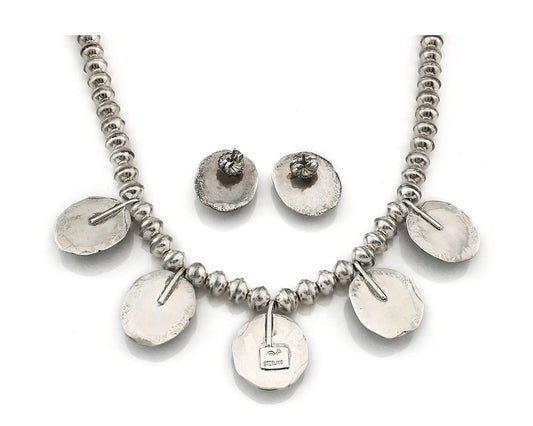 Navajo Necklace Earring Set Sterling Silver Vintage Handmade Signed Snail C.80's