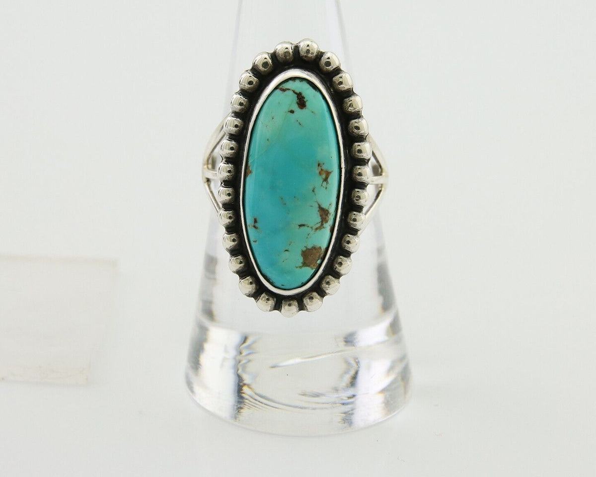 Navajo Shield Ring 925 Silver Arizona Turquoise Native Artist C.80's