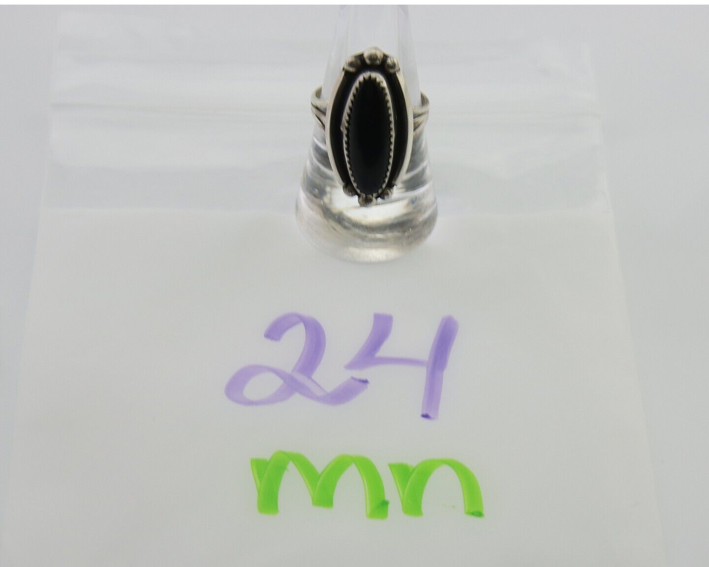Navajo Handmade Ring 925 Silver Black Onyx Native American Artist C.80's