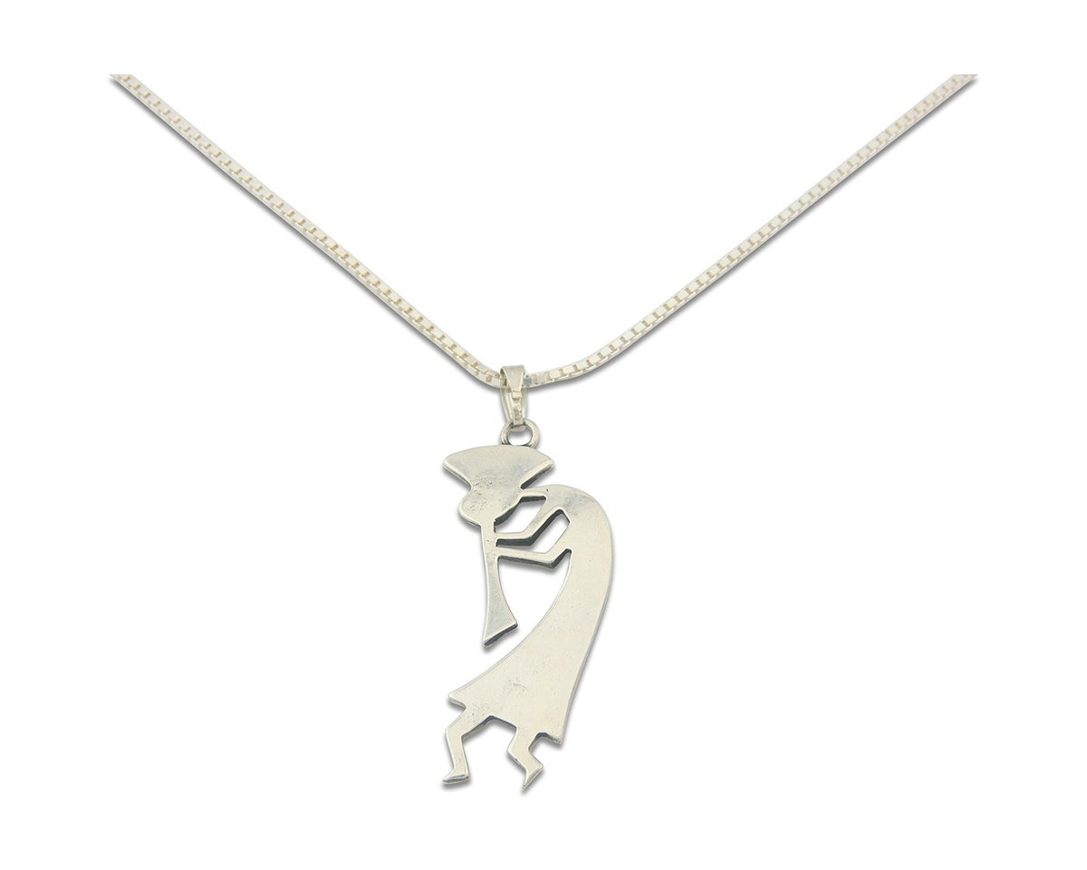 Navajo Kokopelli Necklace Sterling Silver Authentic Natural Gemstone