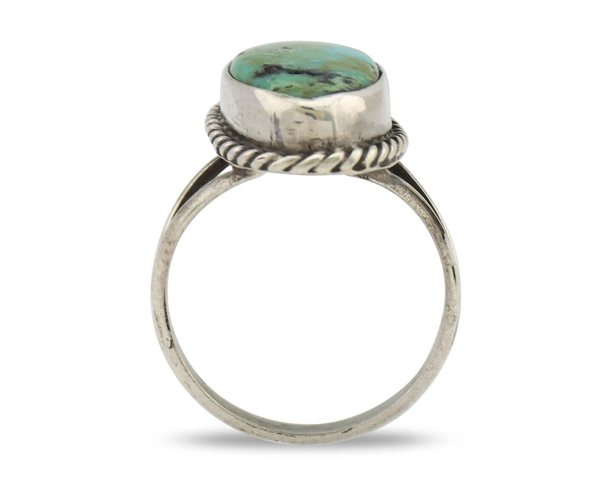 Navajo Ring 925 Silver Kingman Turquoise Artist Native American Signed C.80's