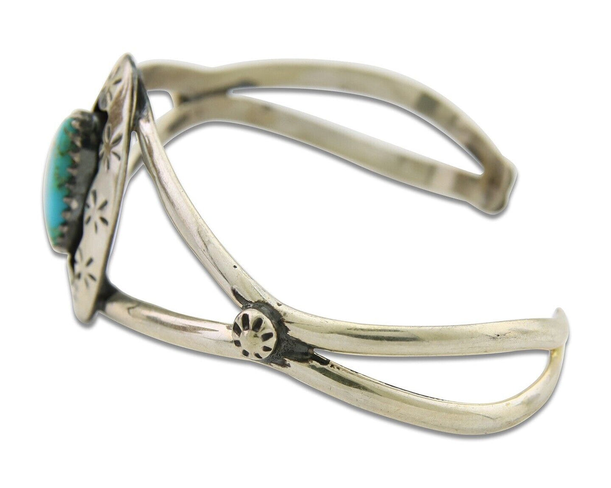 Navajo Cuff Bracelet 925 Silver Turquoise Cuff Artist Signed IJC C.80's
