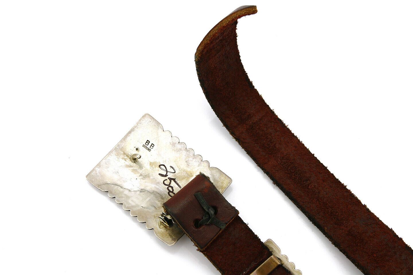 Navajo Concho Belt .925 Silver Signed BB Hand Stamped C.80's