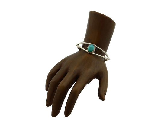 Navajo Bracelet 925 Silver Sleeping Beauty Turquoise Native Artist C.80's