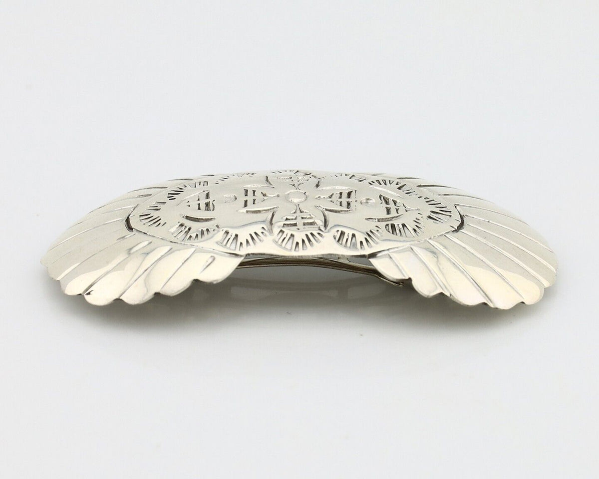 Women's Navajo Hair Clip Hand Stamped 925 Silver Artist Signed C Montoya C.80's