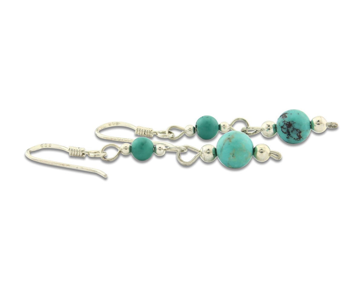 Navajo Earrings Sterling Silver Turquoise Vintage Dangle Handmade