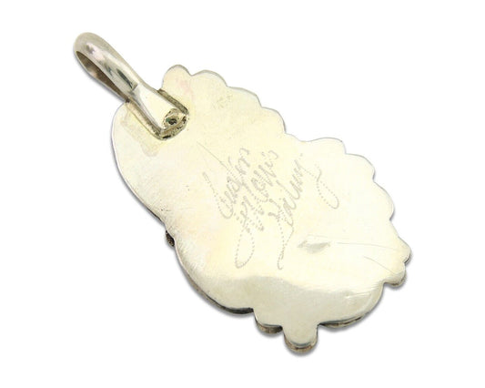 Navajo Necklace 925 Silver Spiderweb Turquoise Artist Signed Justin Morris C80s