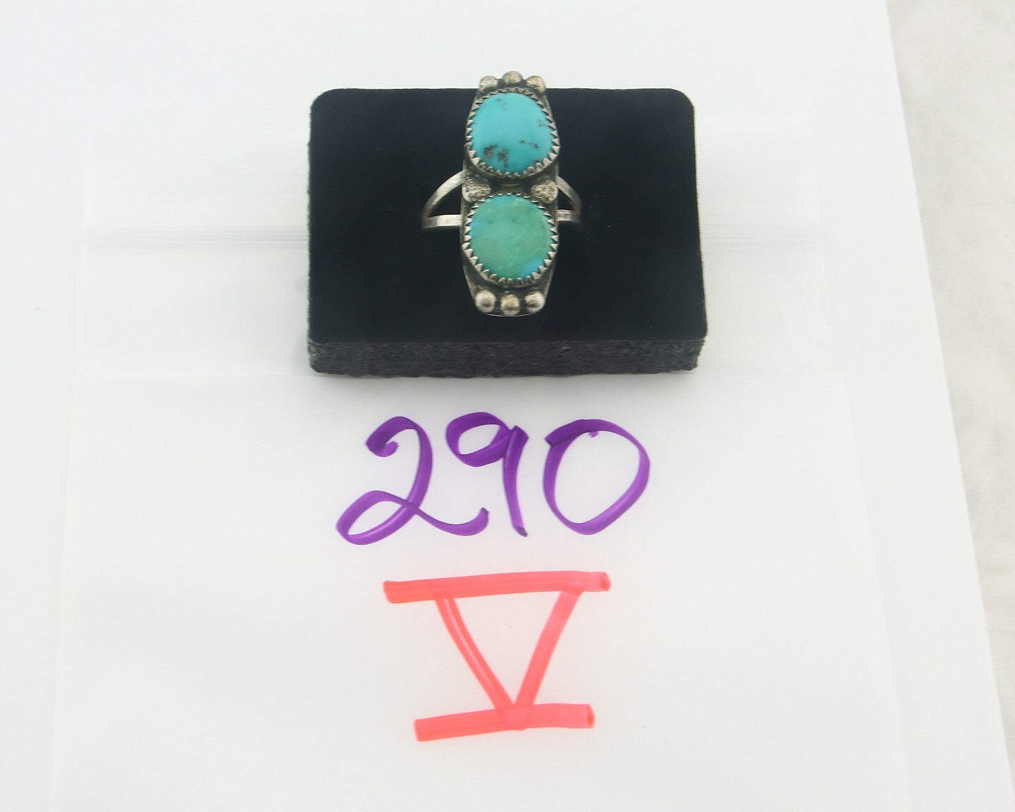 Vintage Navajo Ring 925 Sterling Authentic Turquoise Size 9.0