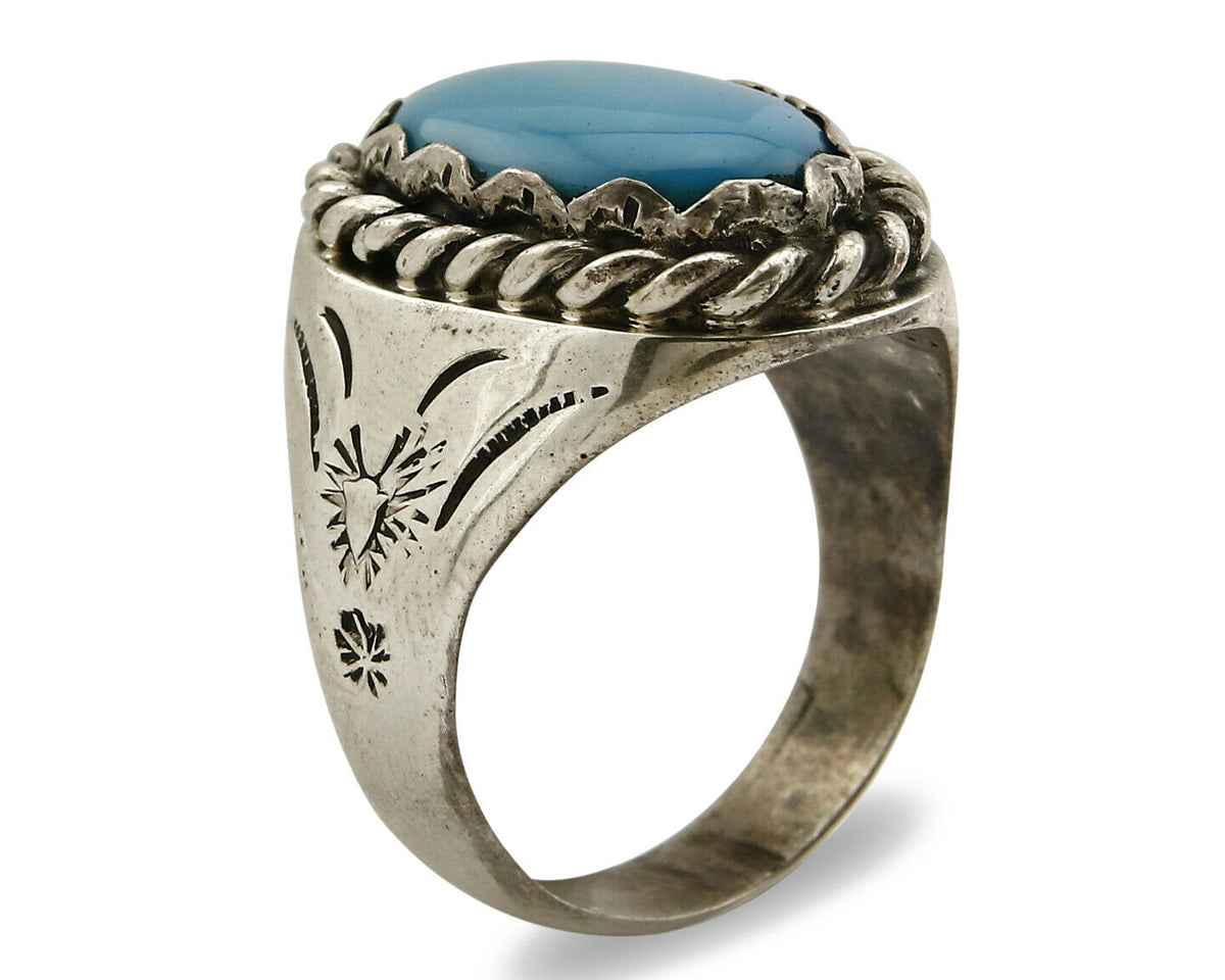 Navajo Ring .925 SOLID Silver Kingman Turquoise Artist Martha Cayatineto