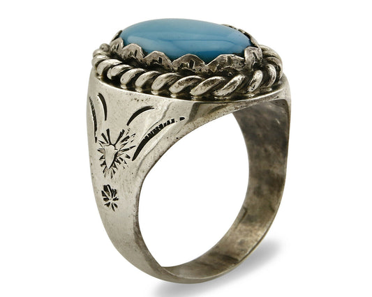 Navajo Ring .925 SOLID Silver Kingman Turquoise Artist Martha Cayatineto