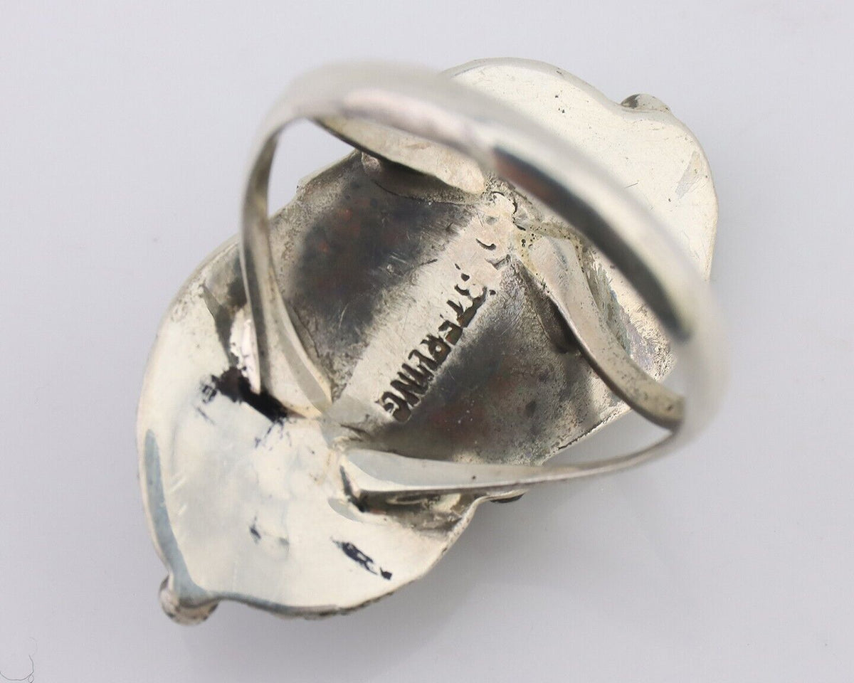Navajo Ring 925 Silver Natural Blue Gem Turquoise Artist Signed MC C.80's