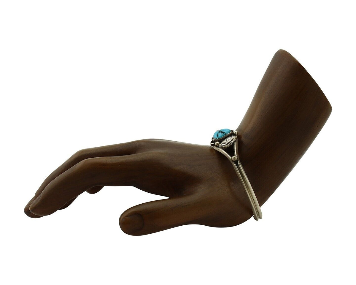 Navajo Handmade Bracelet 925 Silver Natural Blue Turquoise Native American C80s