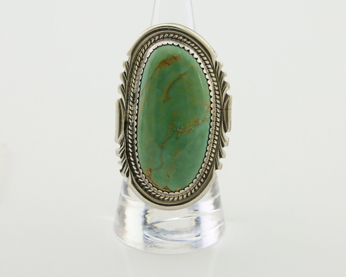 Navajo Ring 925 Silver Green Turquoise Native American Artist C.80's