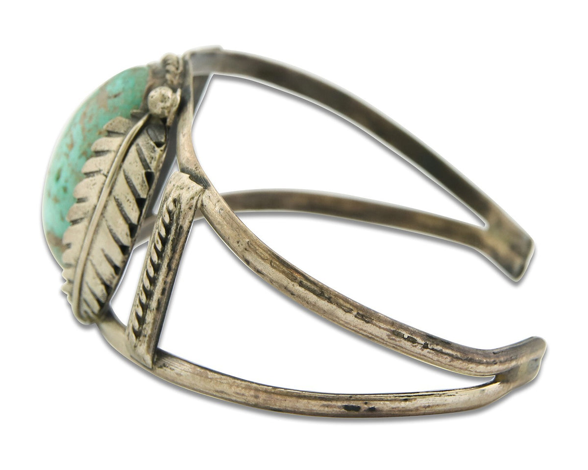 Vintage Navajo Bracelet 925 Silver Turquoise Handmade Authentic Signed 0434