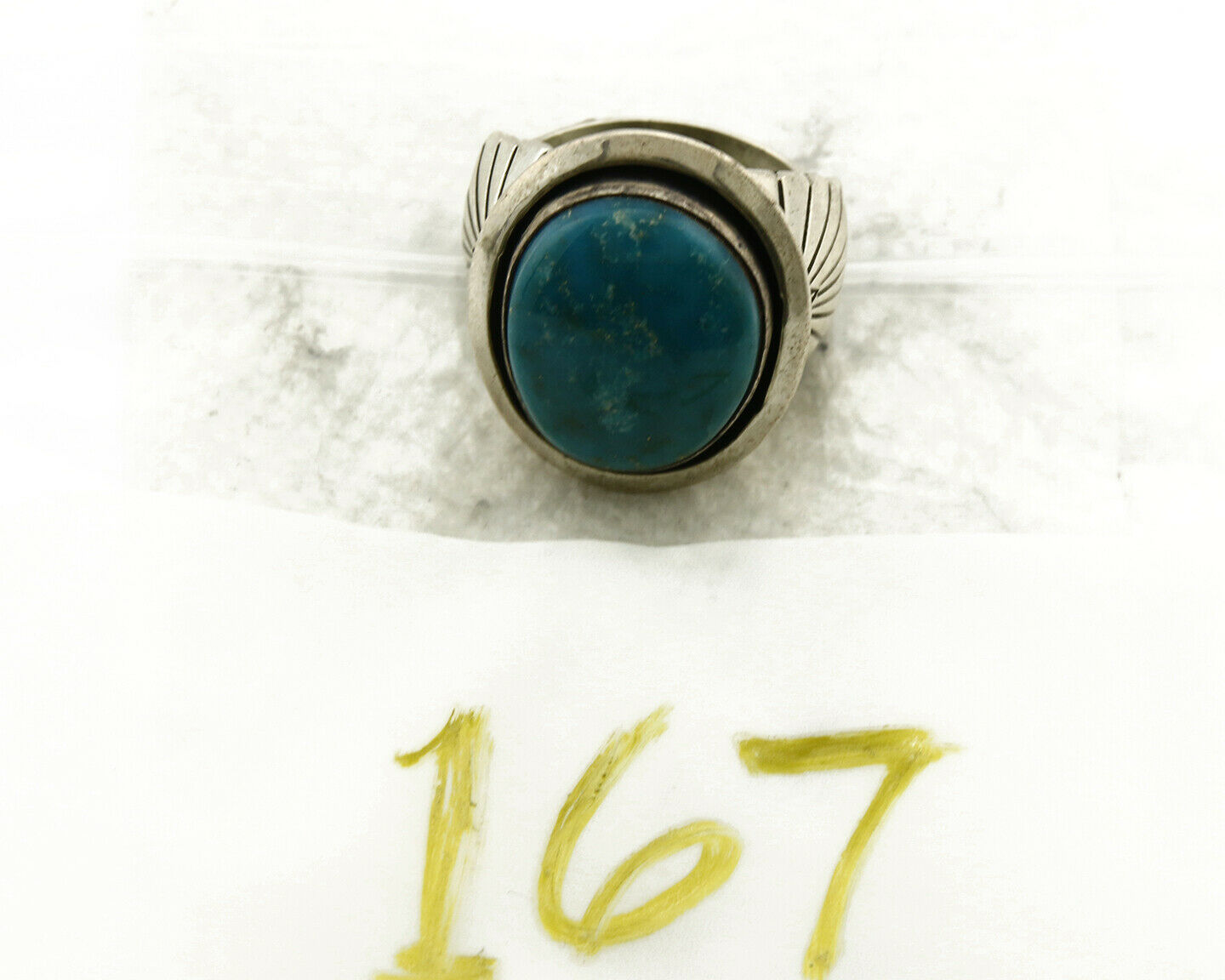Navajo Ring .925 SOLID Silver Blue Gem Turquoise Signed Doug Zachary C.80's