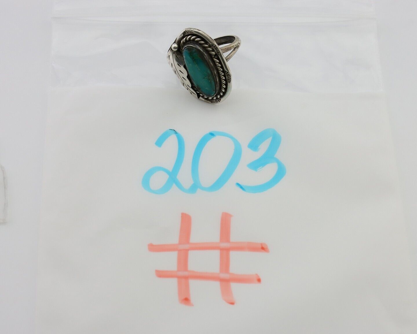 Navajo Handmade Ring 925 Silver Natural Turquoise Signed Jason Livingston C.80's