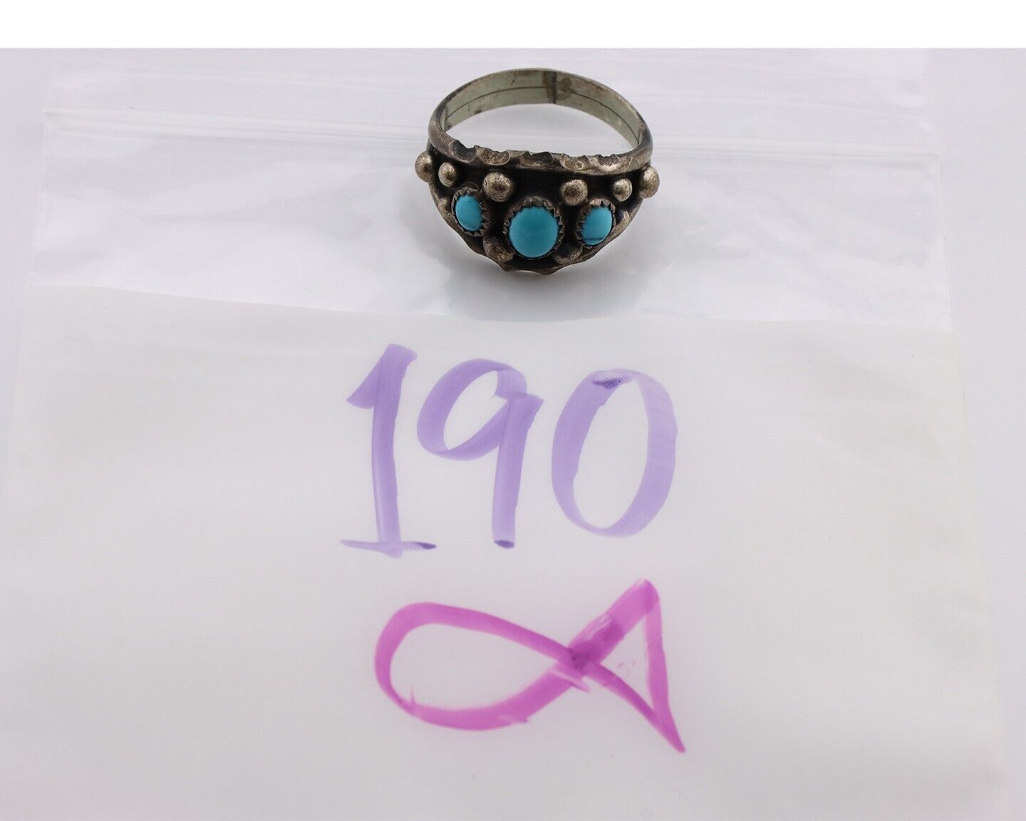 Navajo Ring 925 Silver Turquoise Artist Signed E SkyStone Creations C.80's