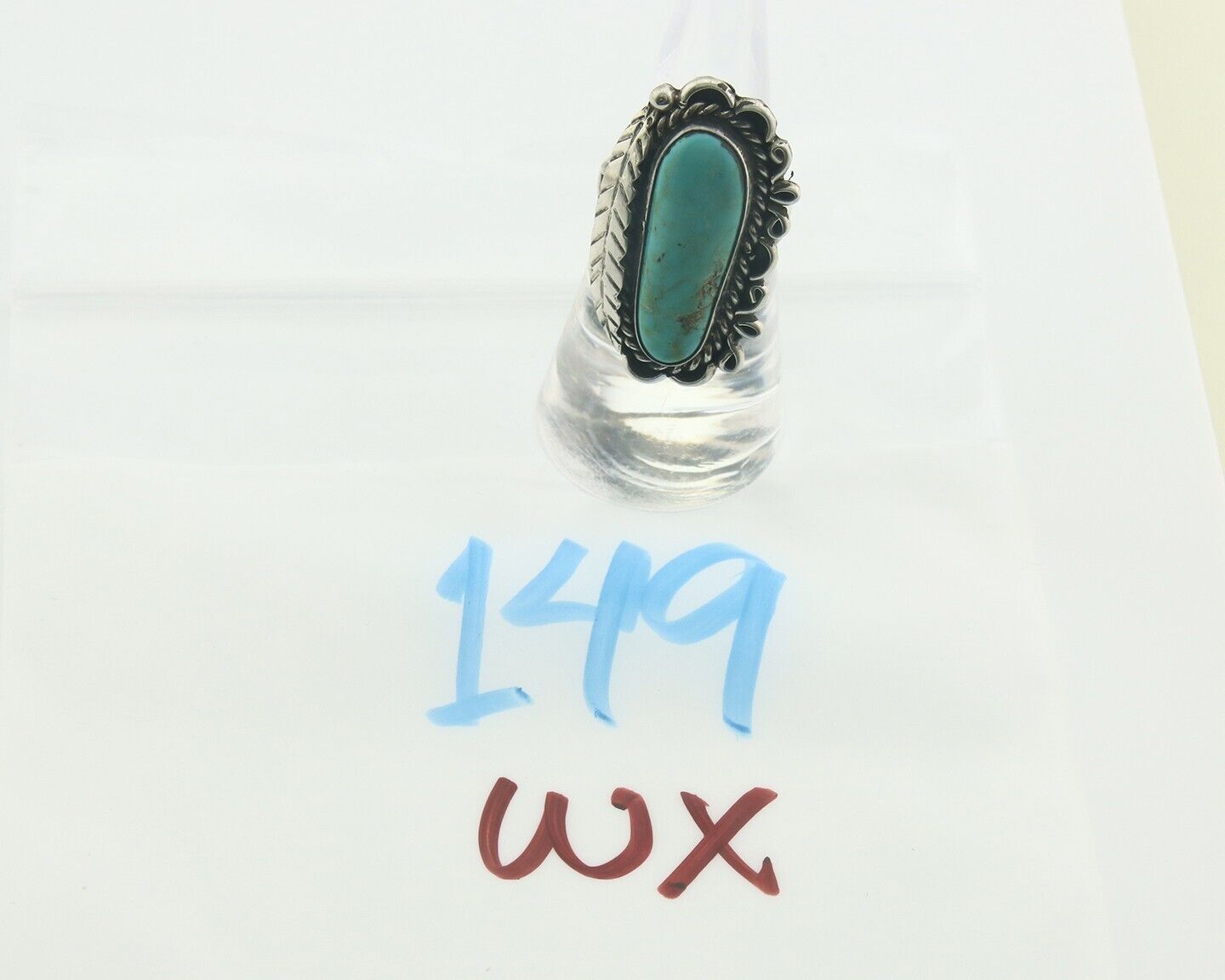 Navajo Ring 925 Sterling Blue Turquoise Artist Signed Richard Yazza C.80's