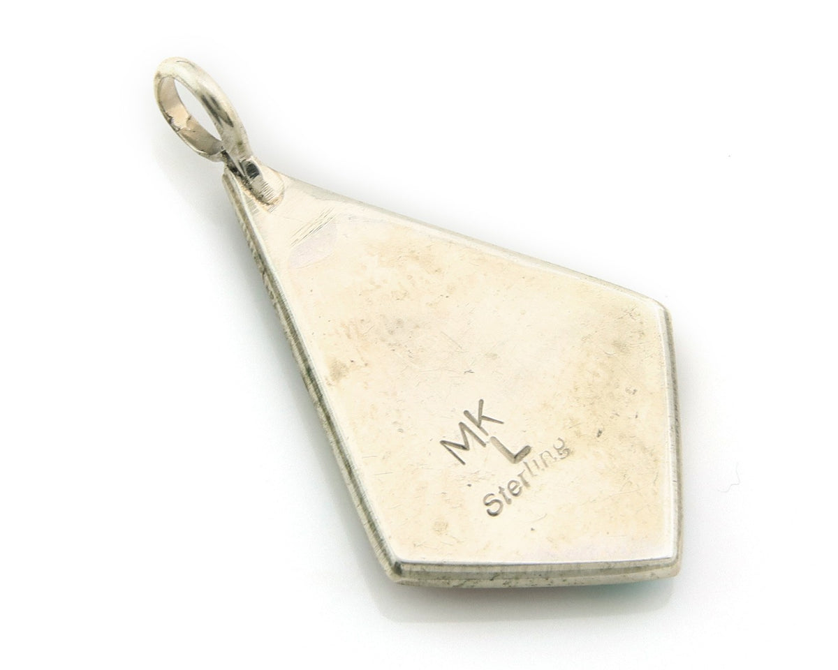 Zuni Cross Pendant Sterling Natural Gemstone Authentic Traditional Signed MLK