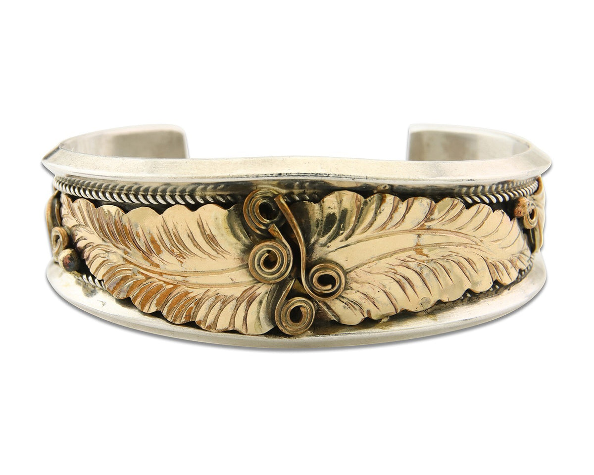 Navajo Bracelet 925 Silver & 12k Yellow Gold Filled Signed Justin Morris C.80's