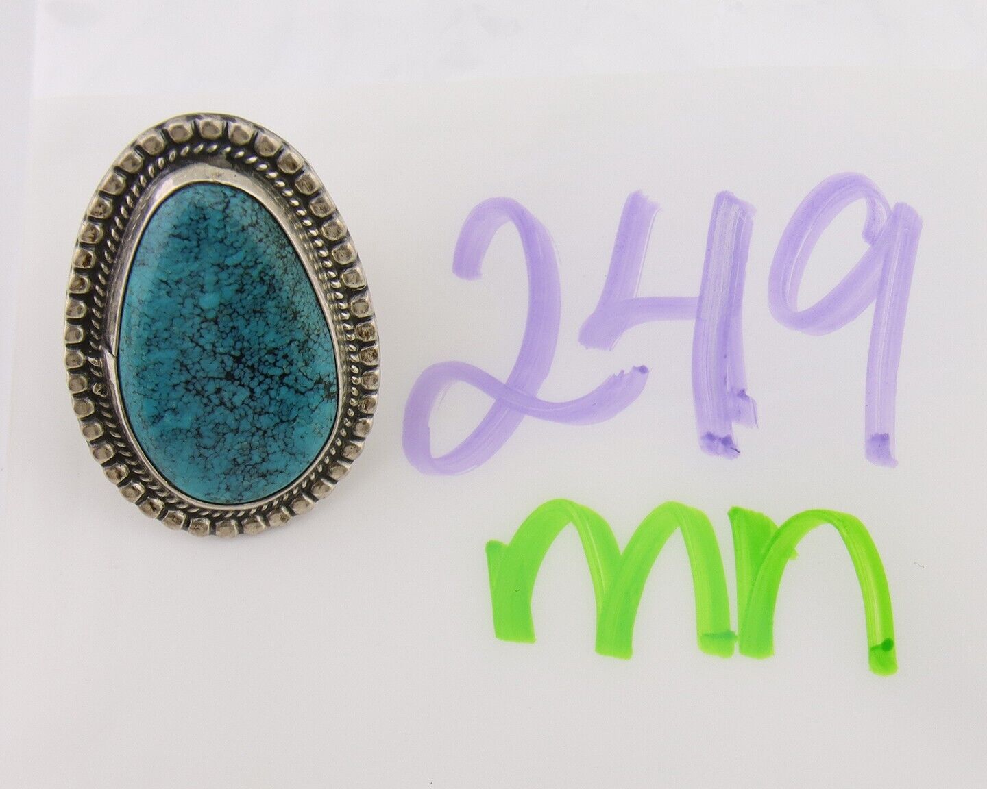 Navajo Handmade Ring 925 Silver Spiderweb Turquoise Native Artist C.80's