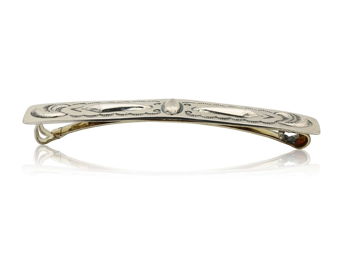 Women's Navajo Hair Clip Hand Stamped 925 Silver Native American Artist C.80's