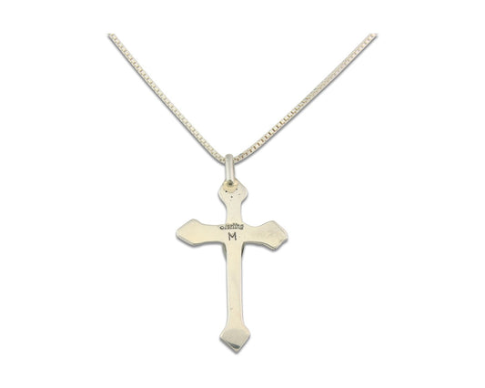 Navajo Cross Necklace Sterling Silver Authentic Natural Gemstones Signed M