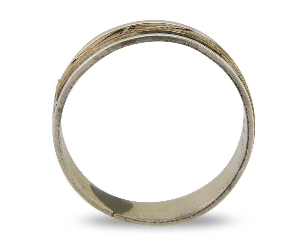 Navajo Handmade Ring 925 Silver & Gold Artist Signed E C.80's