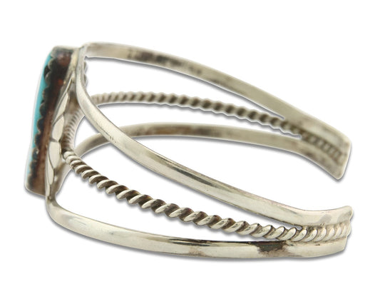 Vintage Navajo Bracelet 925 Silver Turquoise Handmade Signed L T Chee