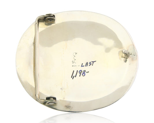 Navajo Belt Buckle 925 Silver Sterling Silver Signed Pete Sierra 2.65 x 3.15 in