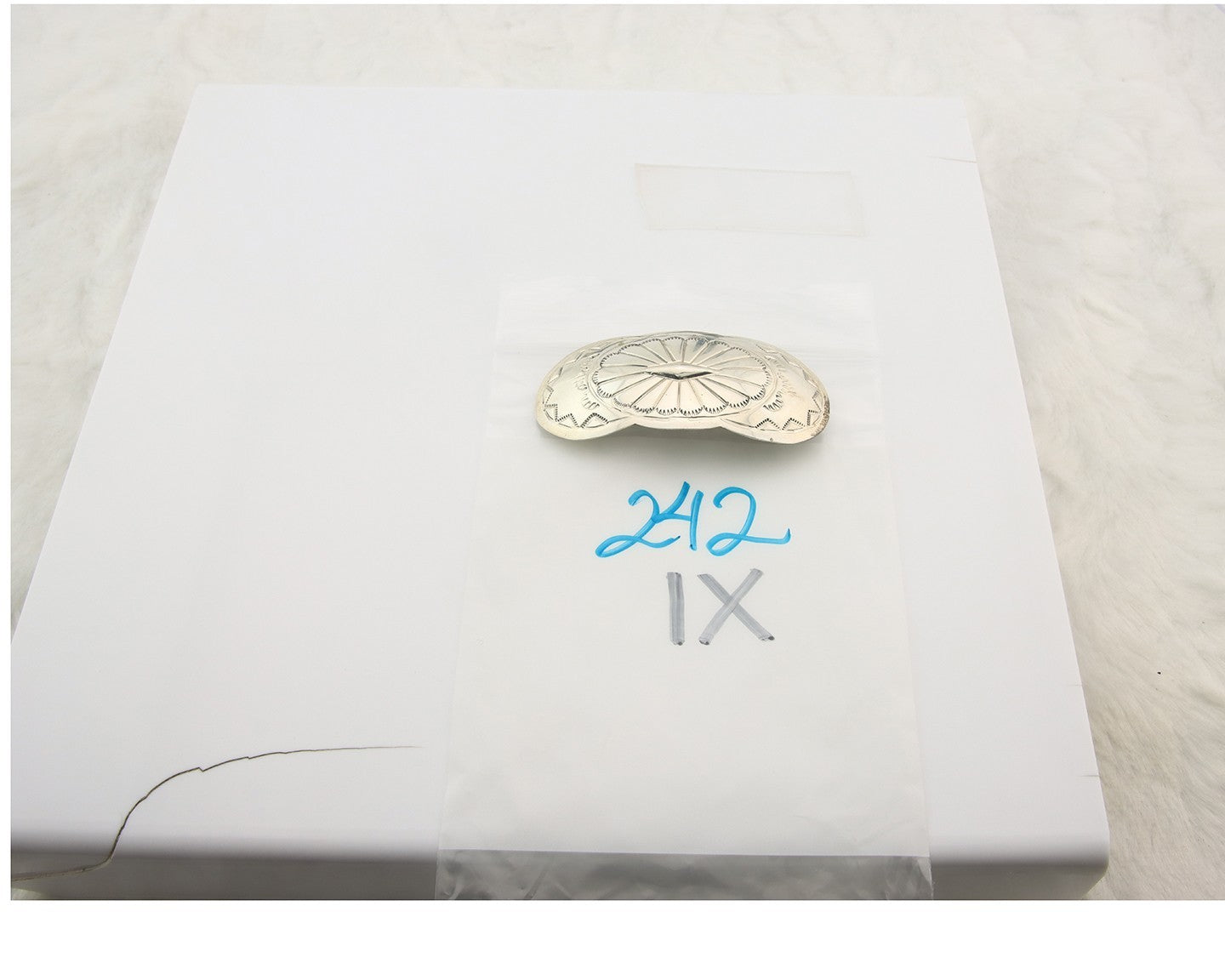 Vintage Navajo Barrette 925 Sterling Silver Hand Stamped Authentic Native Artist