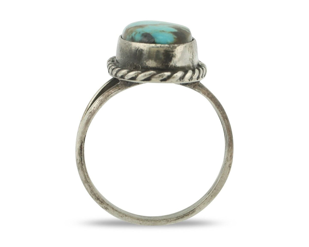 Navajo Ring 925 Silver Natural Blue Turquoise Native American Signed C.80's