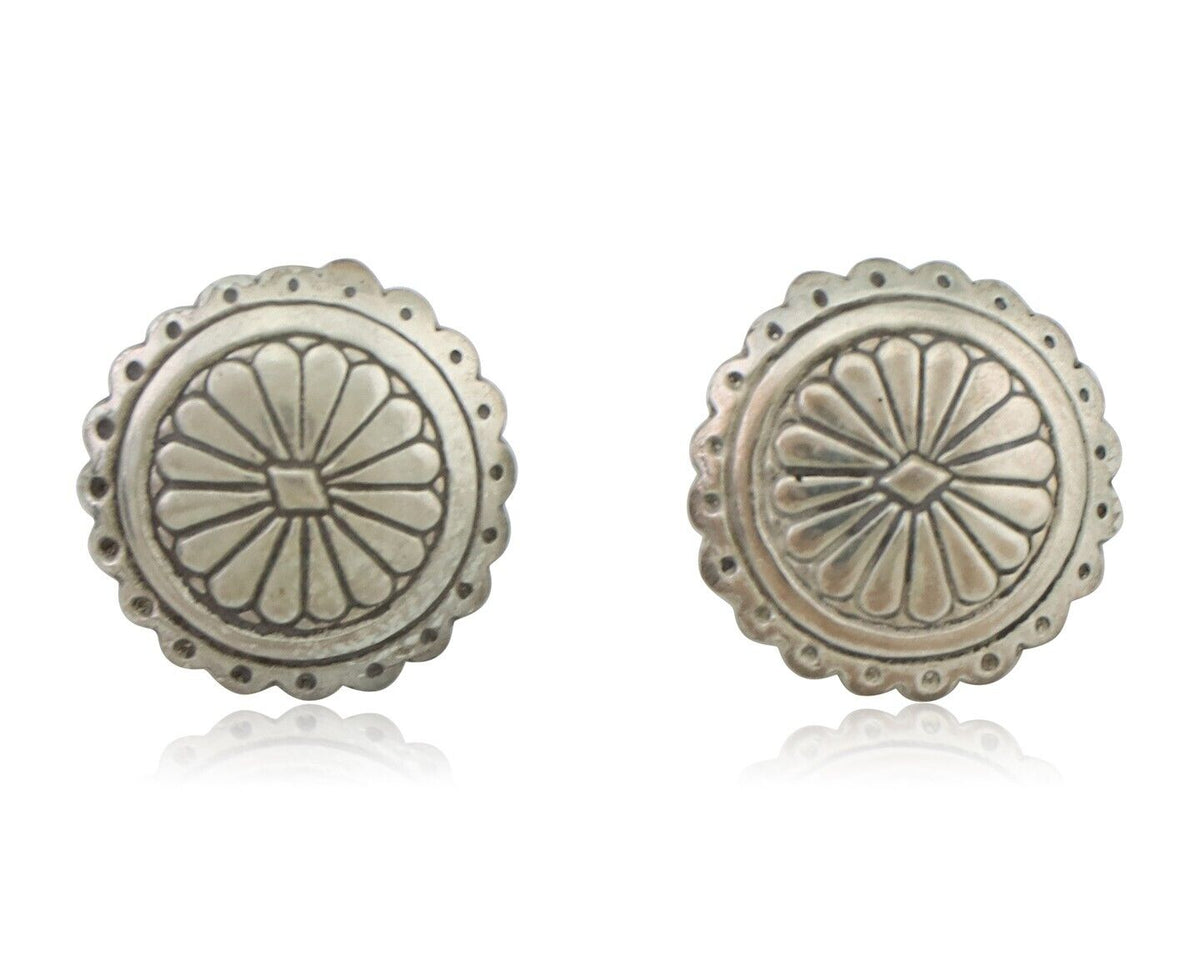 Navajo Small Shield Earrings 925 Silver Native American Artist C.80's