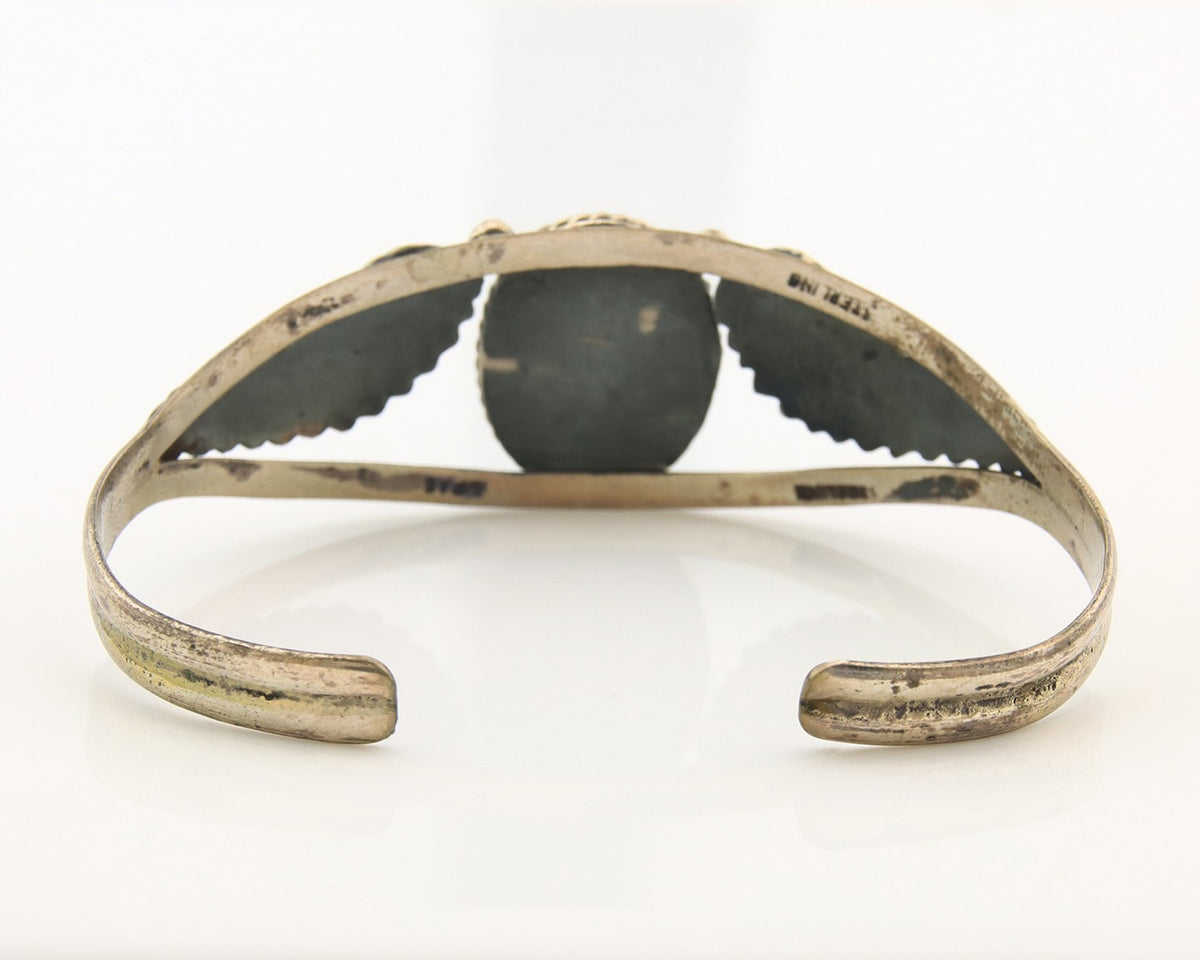 Vintage Navajo Bangle Bracelet Sterling Silver Handmade Turquoise Signed