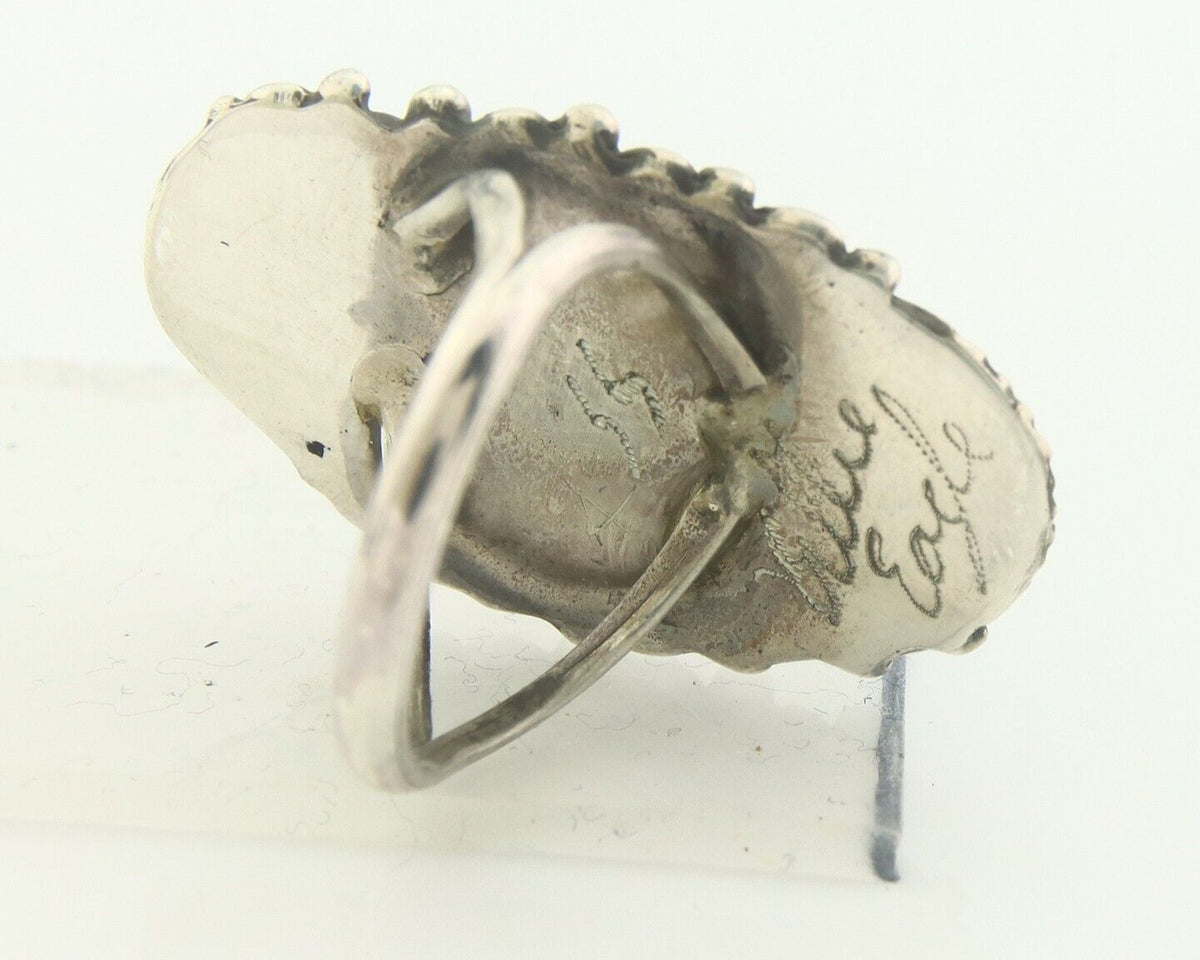 Navajo Ring 925 Sterling Blue Turquoise Artist Signed Billie Eagle C.80's