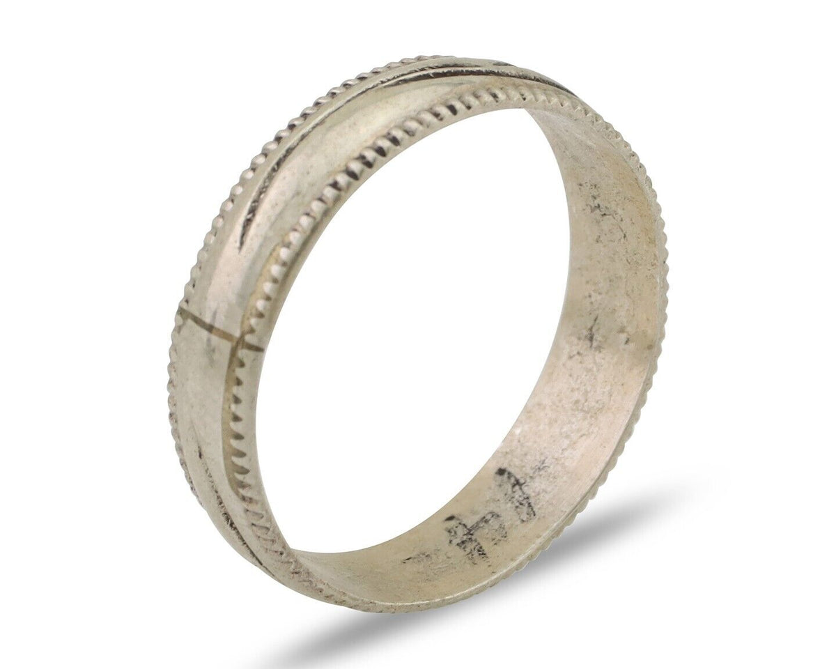 Navajo Hand Stamped Band 925 Silver 6.0 mm Native Artist Size 11.75 C.80's