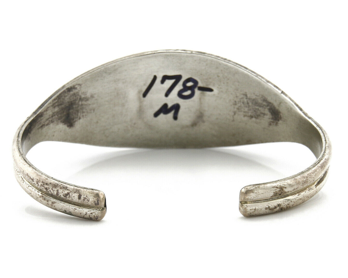 Navajo Cuff Bracelet .925 Silver Onyx Native American C.80's