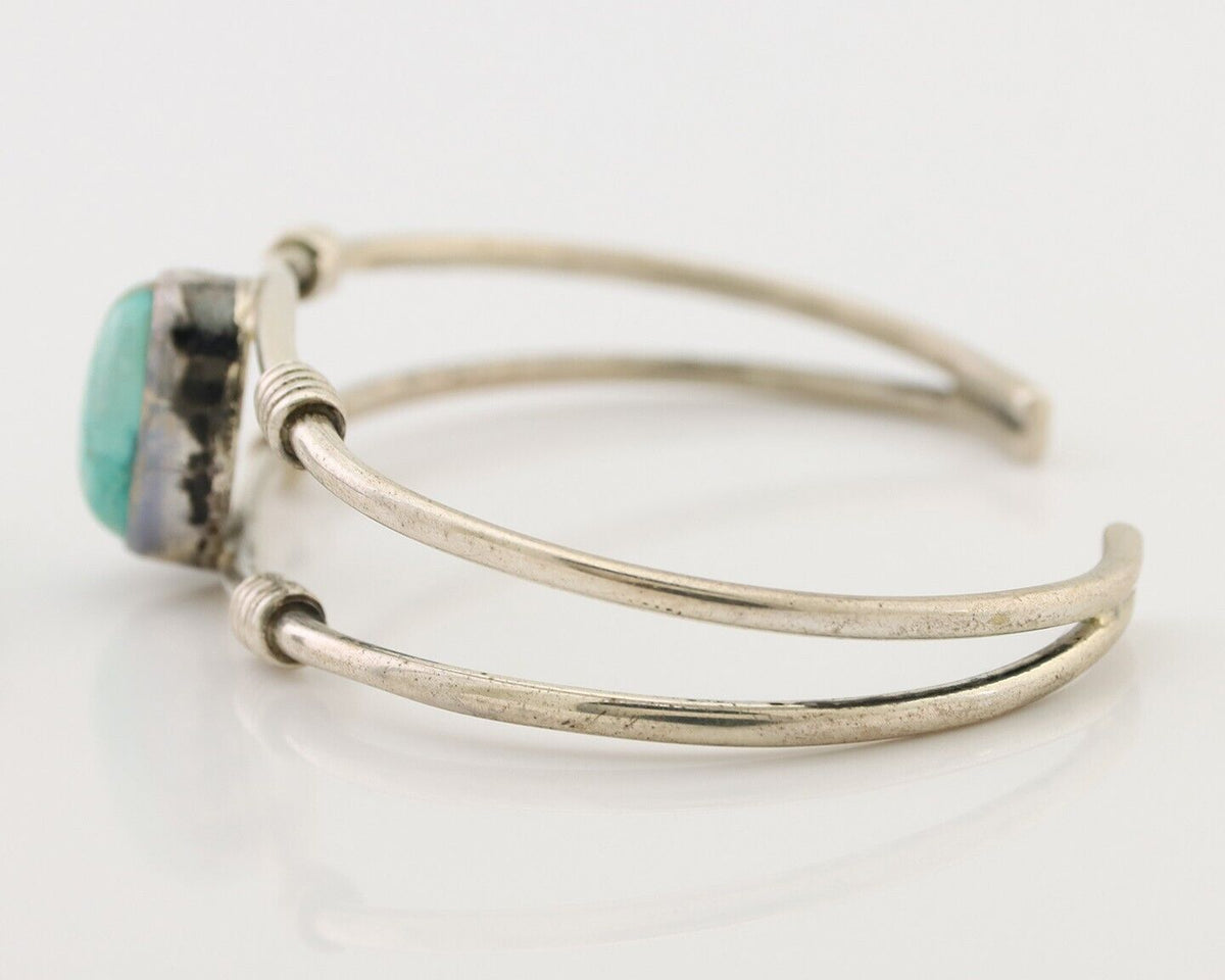 Navajo Cuff Bracelet 925 Silver Natural Blue Turquoise Native American C.80's