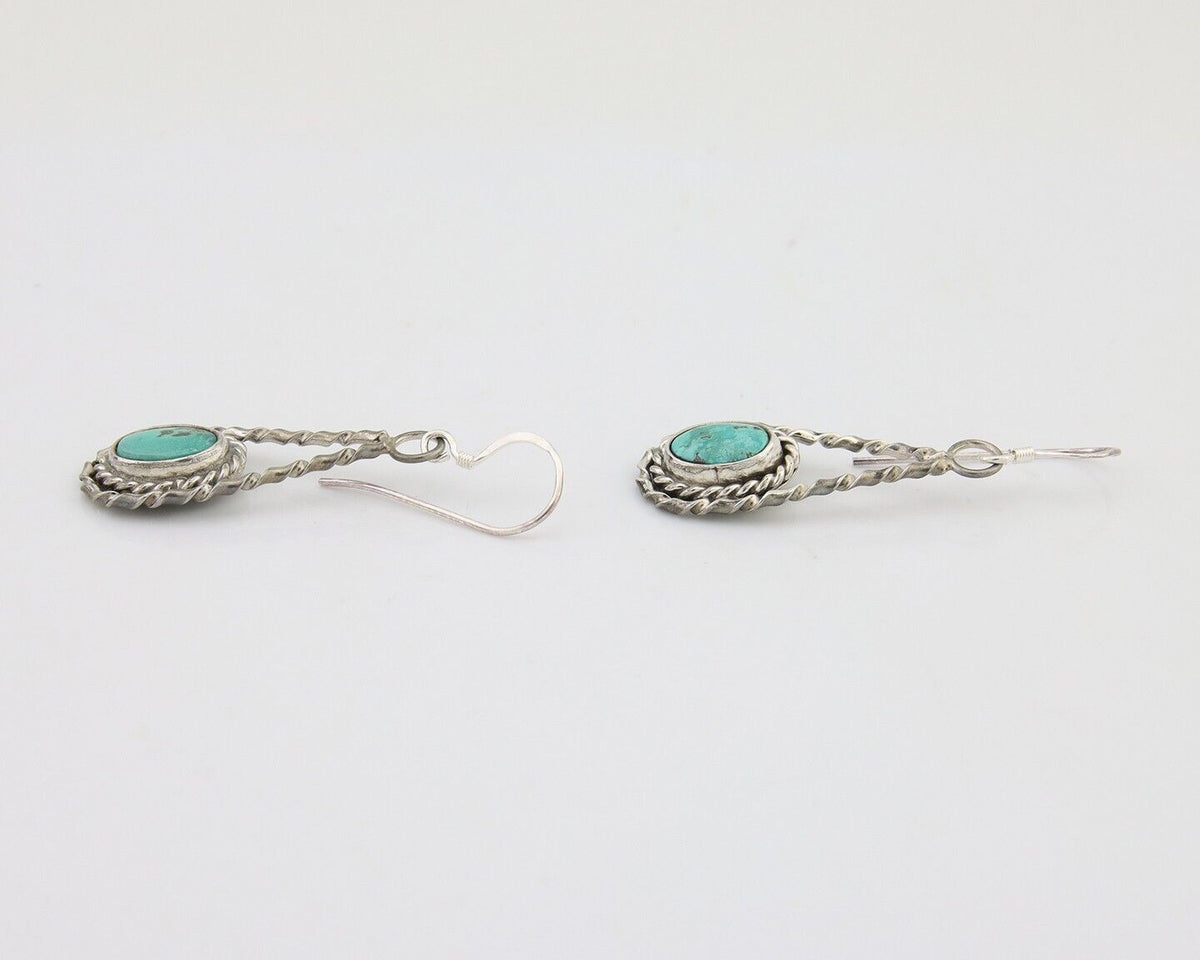 Navajo Dangle Earrings 925 Silver Natural Blue Turquoise Native Artist C.80's