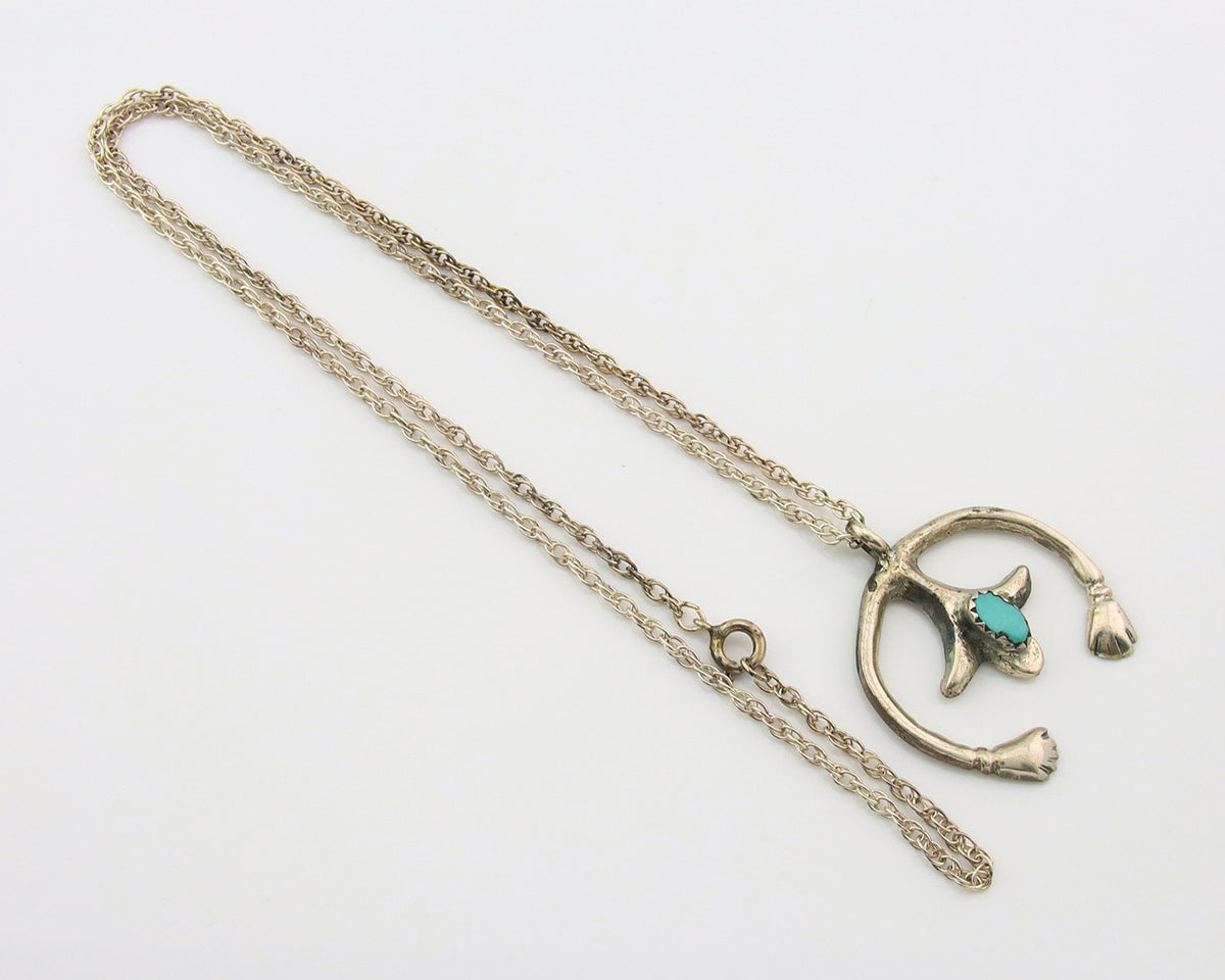Navajo Naja Necklace Sterling Silver Authentic Natural Turquoise Vintage