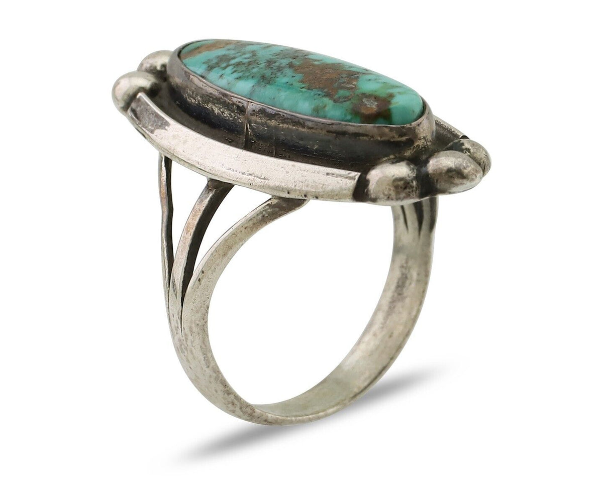 Navajo Royston Turquoise Ring 925 Silver Native Artist Signed Sunrise C.80's