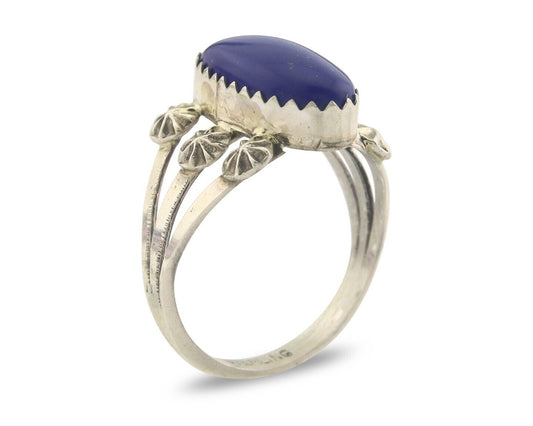 Navajo Ring 925 Sterling Natural Lapis Handmade Native Artist C.80's