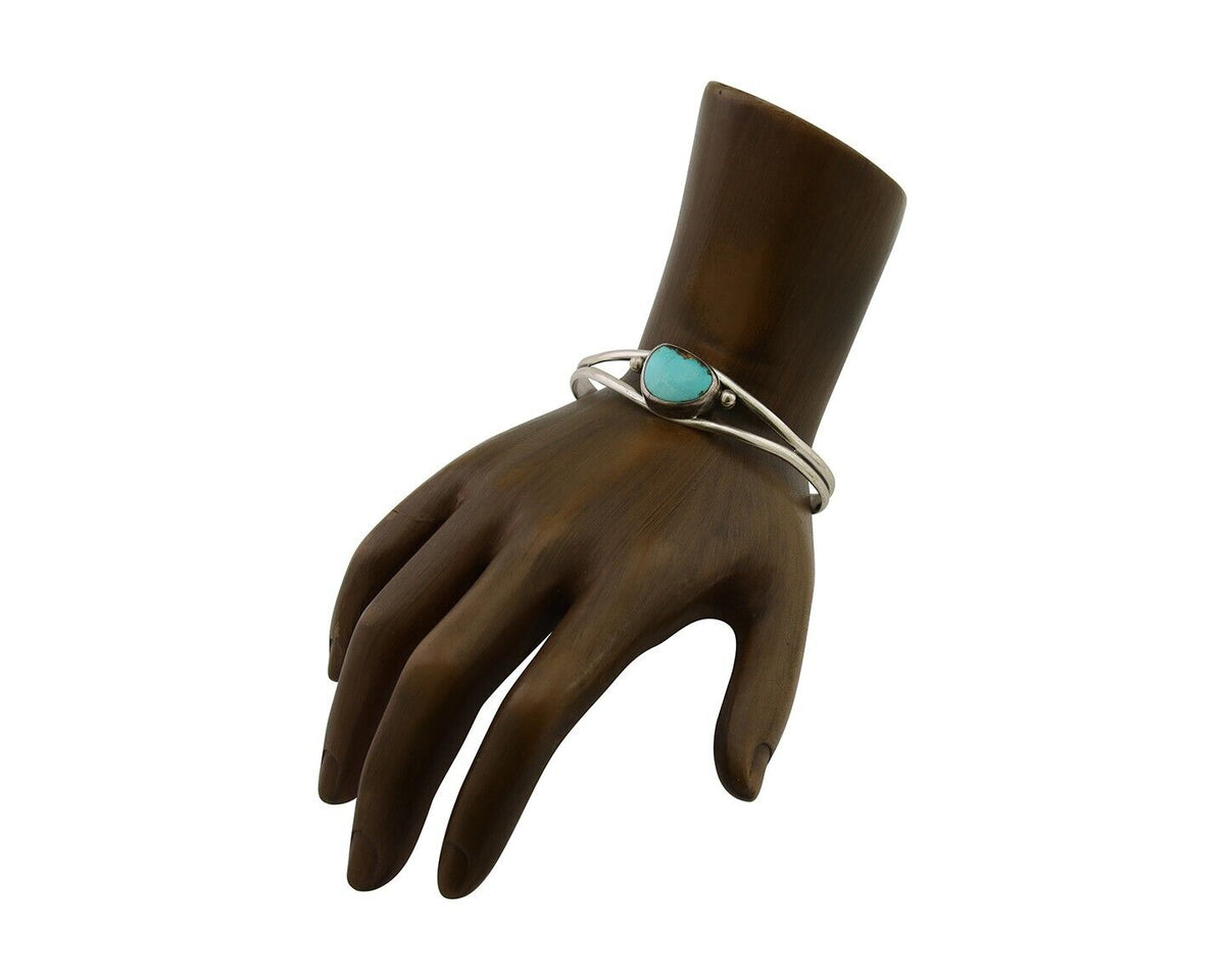 Navajo Natural Southwest Turquoise Bracelet 925 Silver Artist Native American