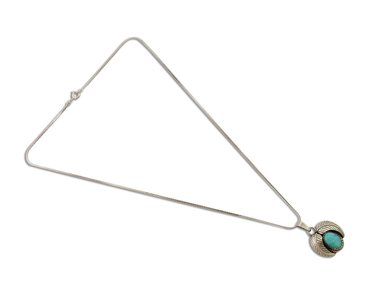 Navajo Turquoise Necklace 925 Silver Native American Artist C.80's