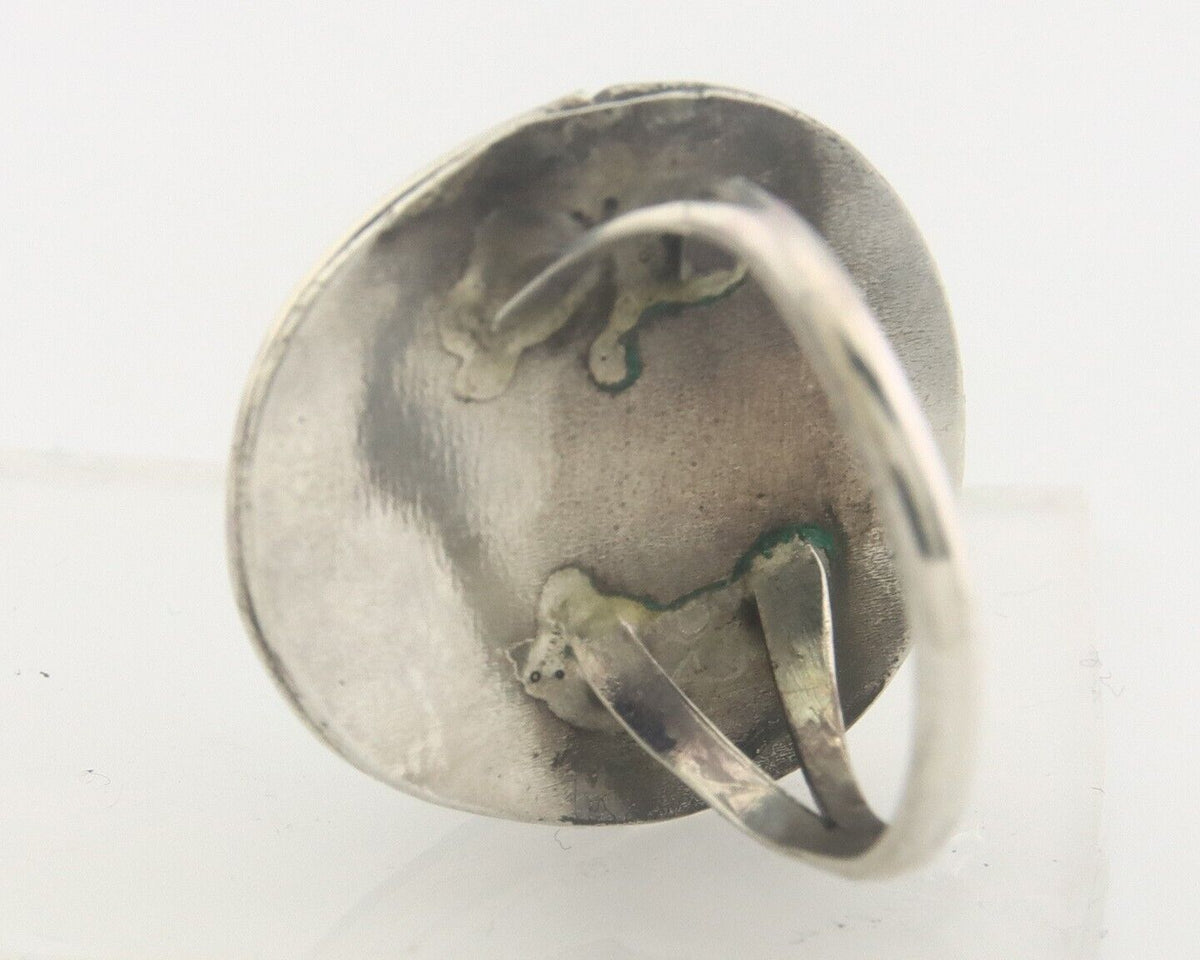 Navajo Ring 925 Sterling Natural Turquoise Native Artist C.80's Size 7.25